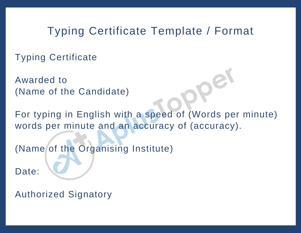 Typing Certificate Template