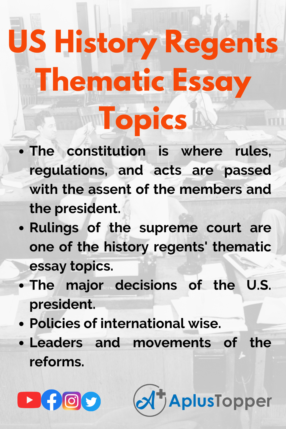 US History Regents Thematic Essay Topics