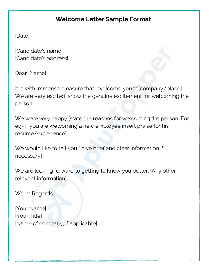 Welcome Letter Sample Format