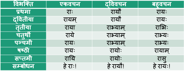 Ray Shabd Roop In Sanskrit