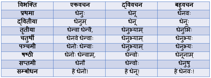 Vadhu Shabd Roop In Sanskrit