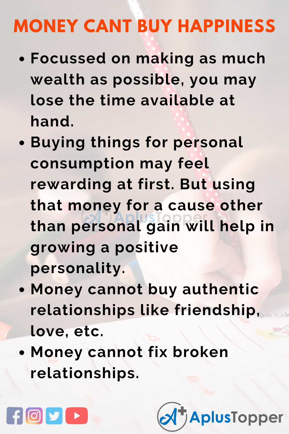money is not important for happiness essay