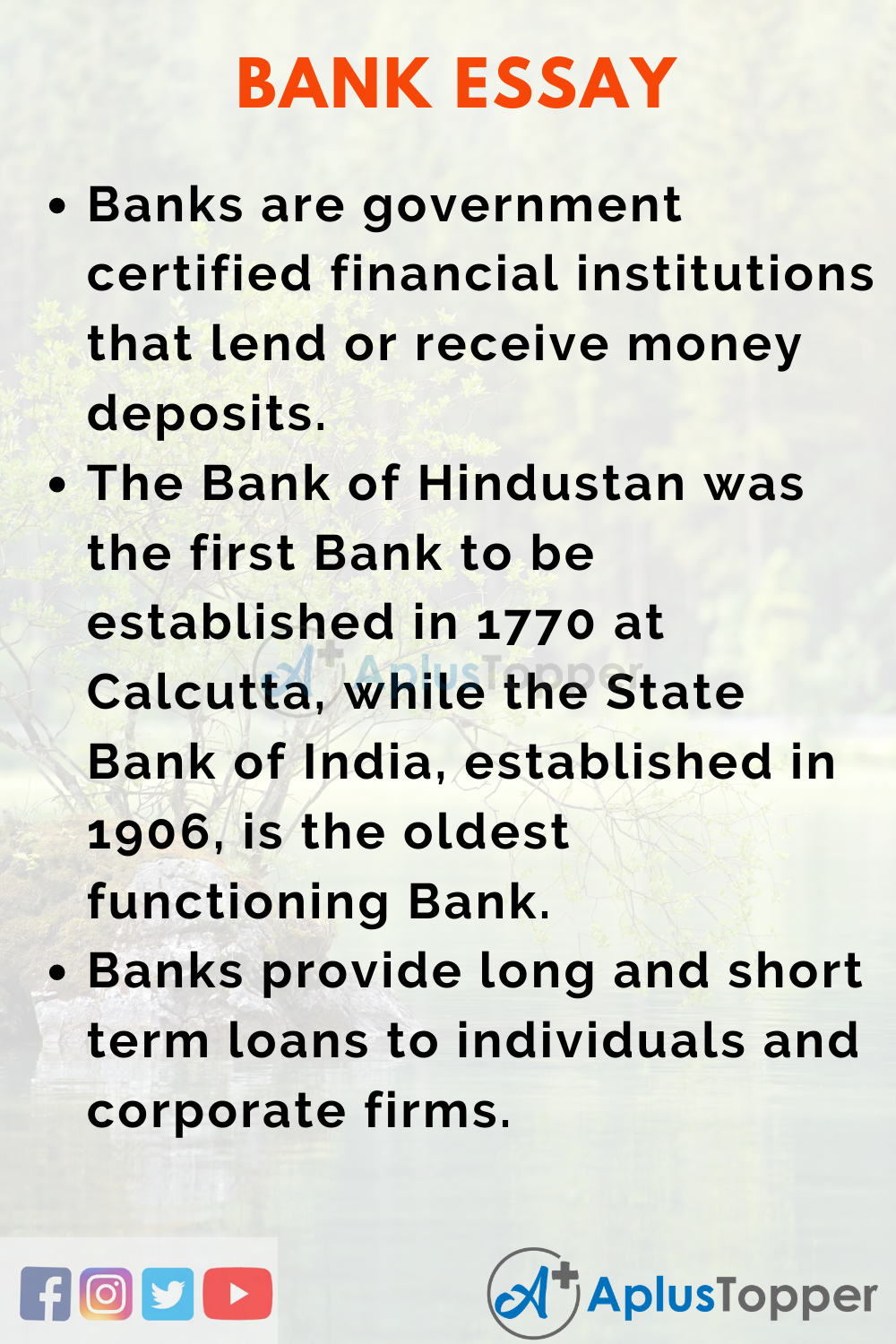 essay related to bank