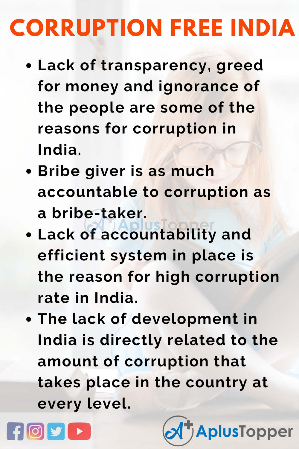 essay for corruption free india