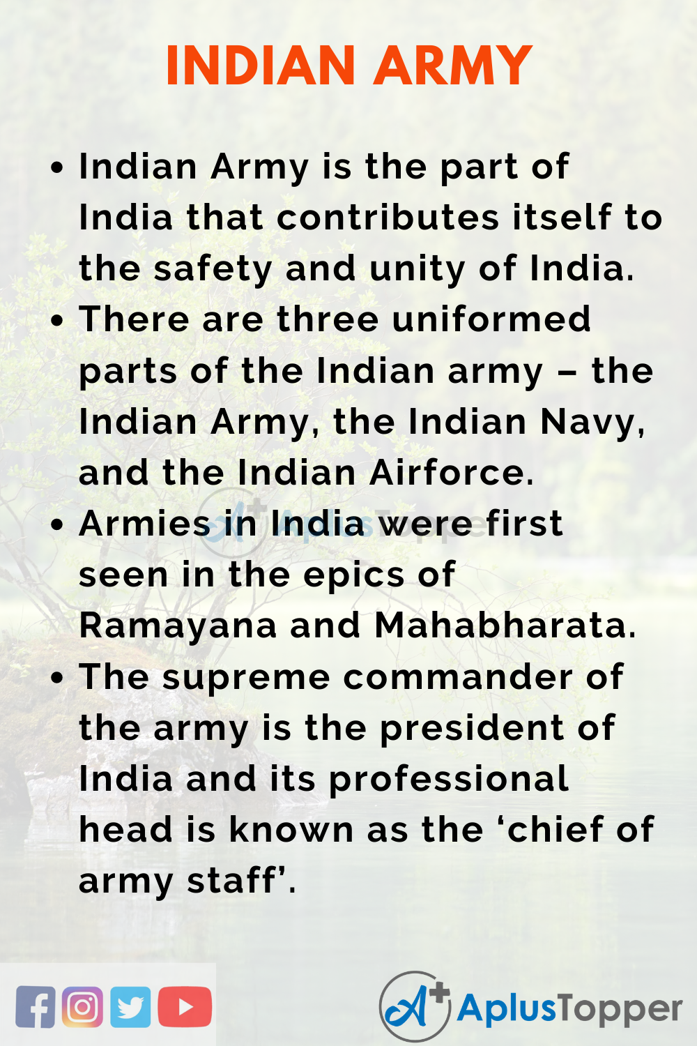 essay writing on indian army