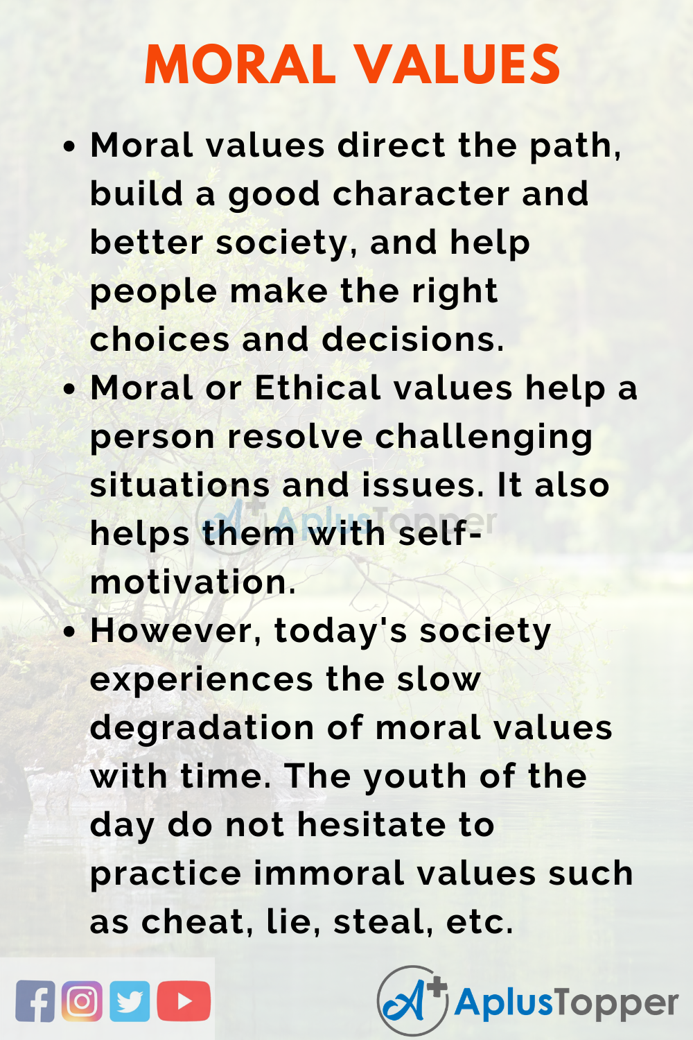 importance of moral values in life essay