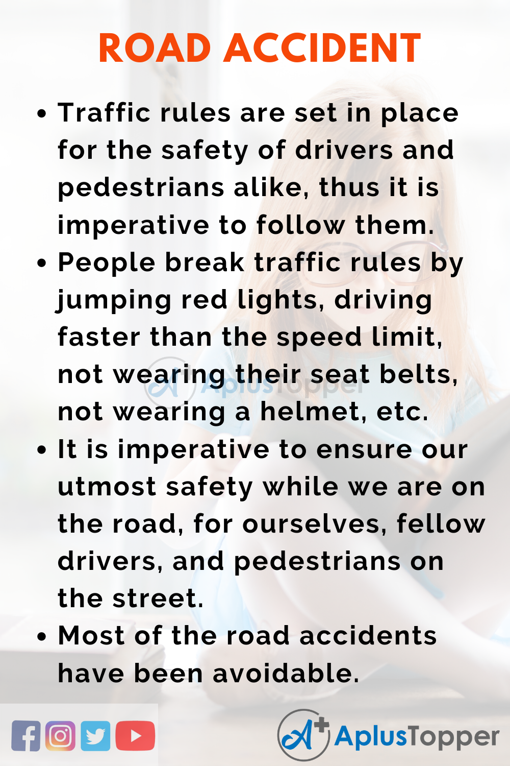 causes of road accidents essay 250 words