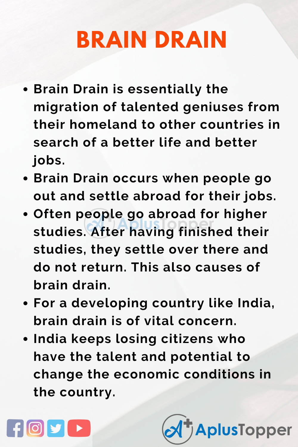 essay on brain drain in hindi