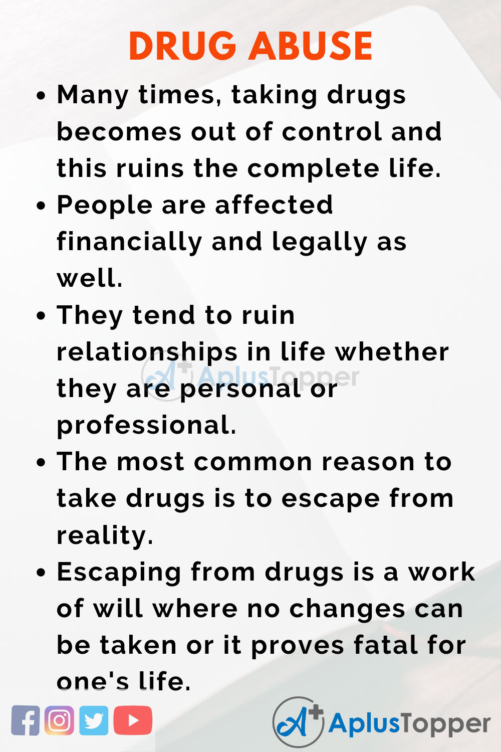 write an essay on the topic effect of drug abuse