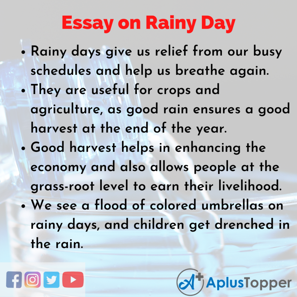 short essay on rainy day for class 1