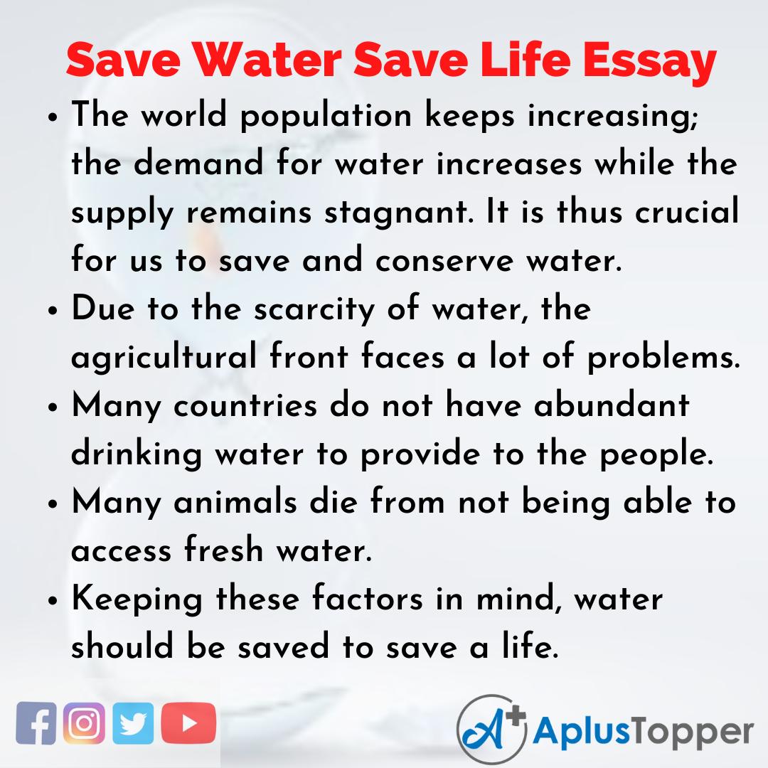 essay about save water in english