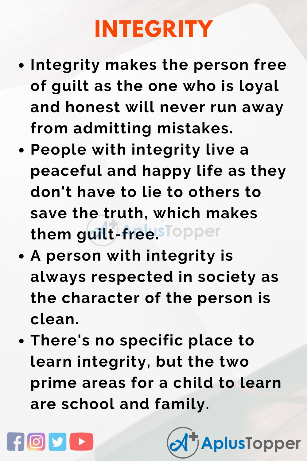 integrity as a leader essay