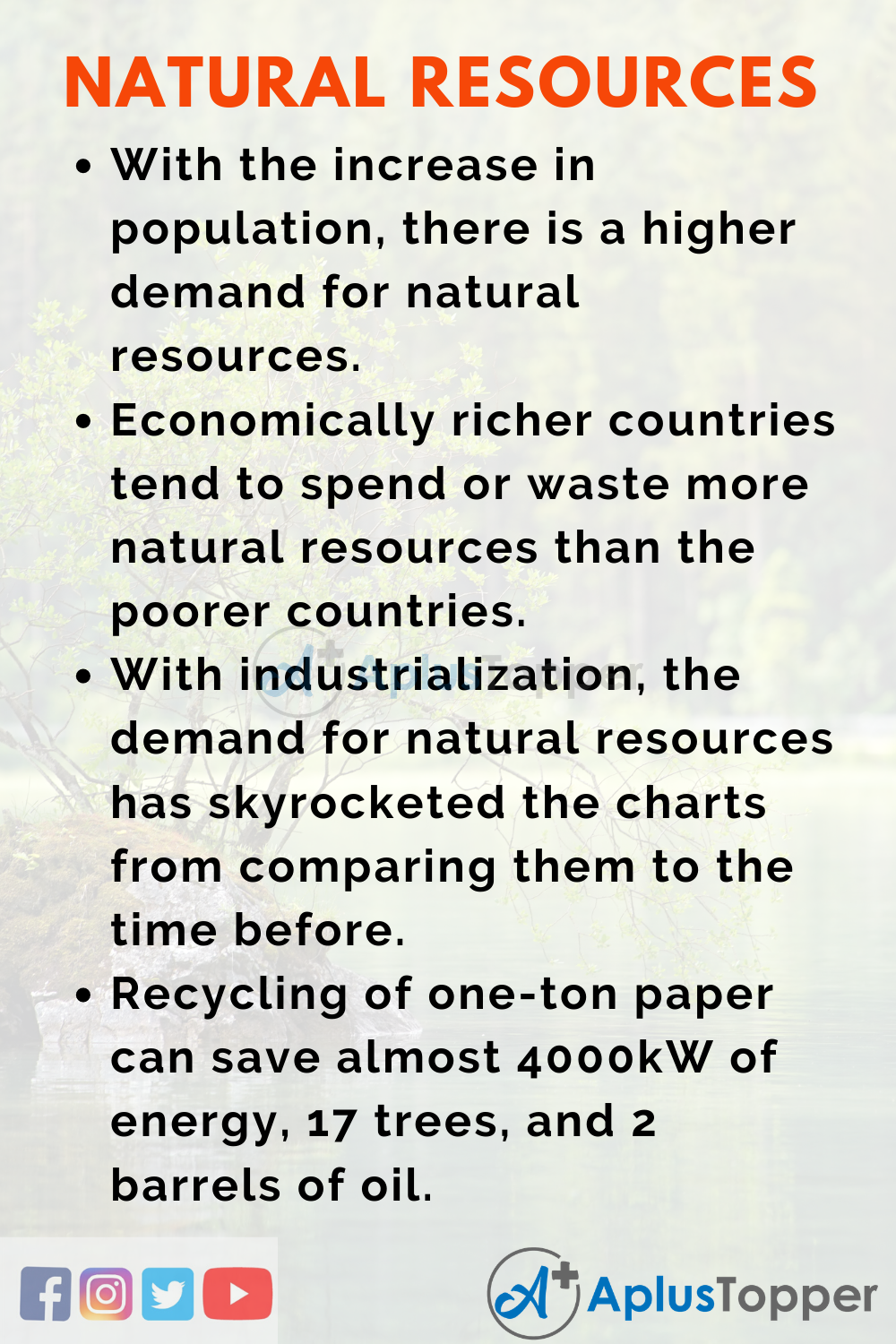 conservation of natural resources essay in 100 words