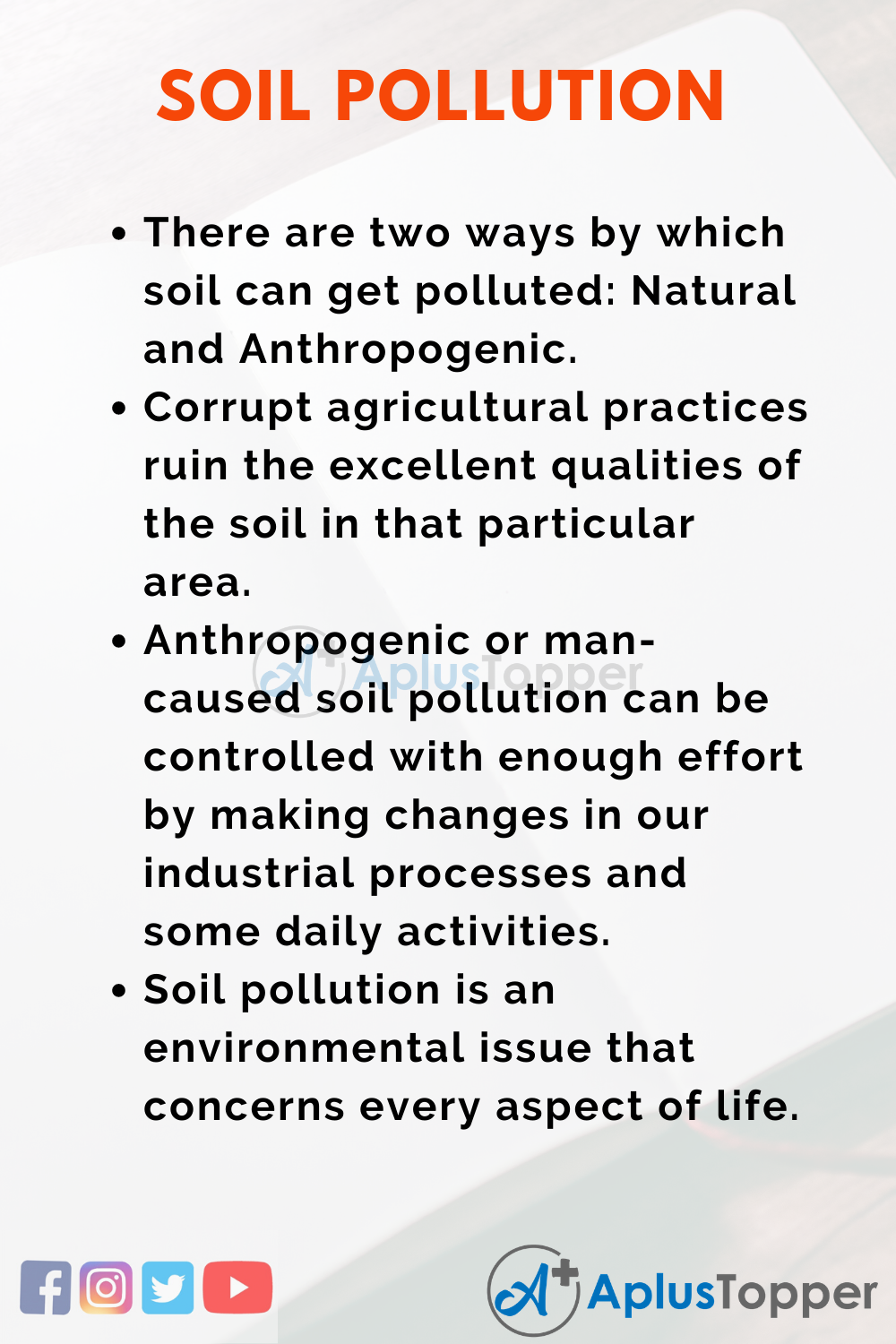 short essay on effects of soil pollution