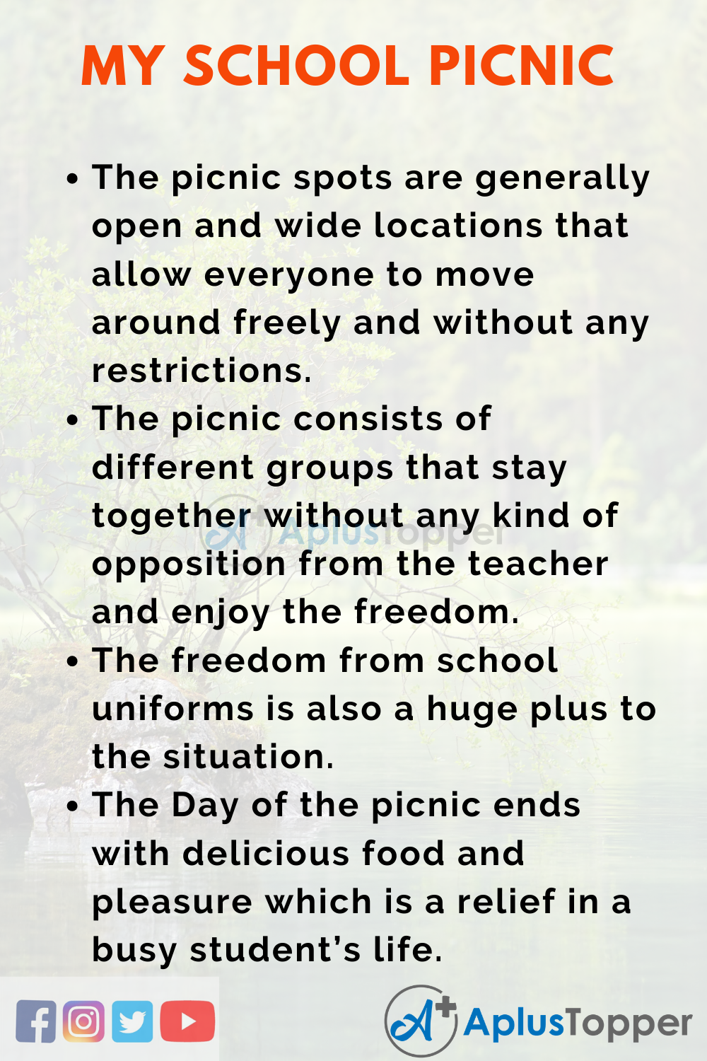 essay on school picnic for class 4