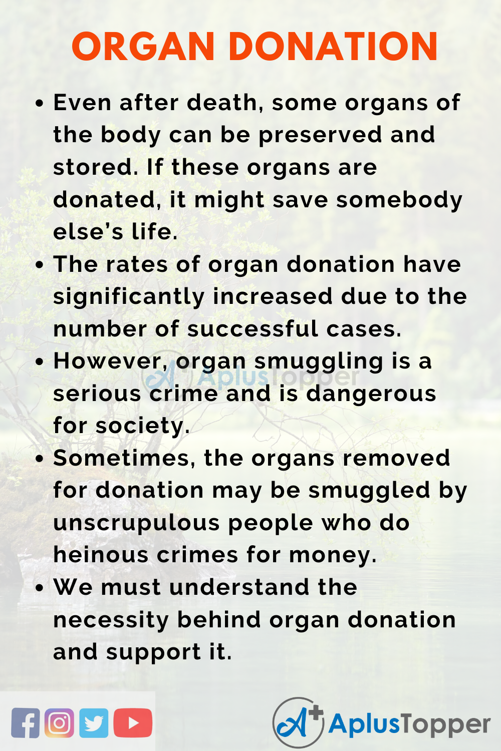 thesis statement for organ donation persuasive speech