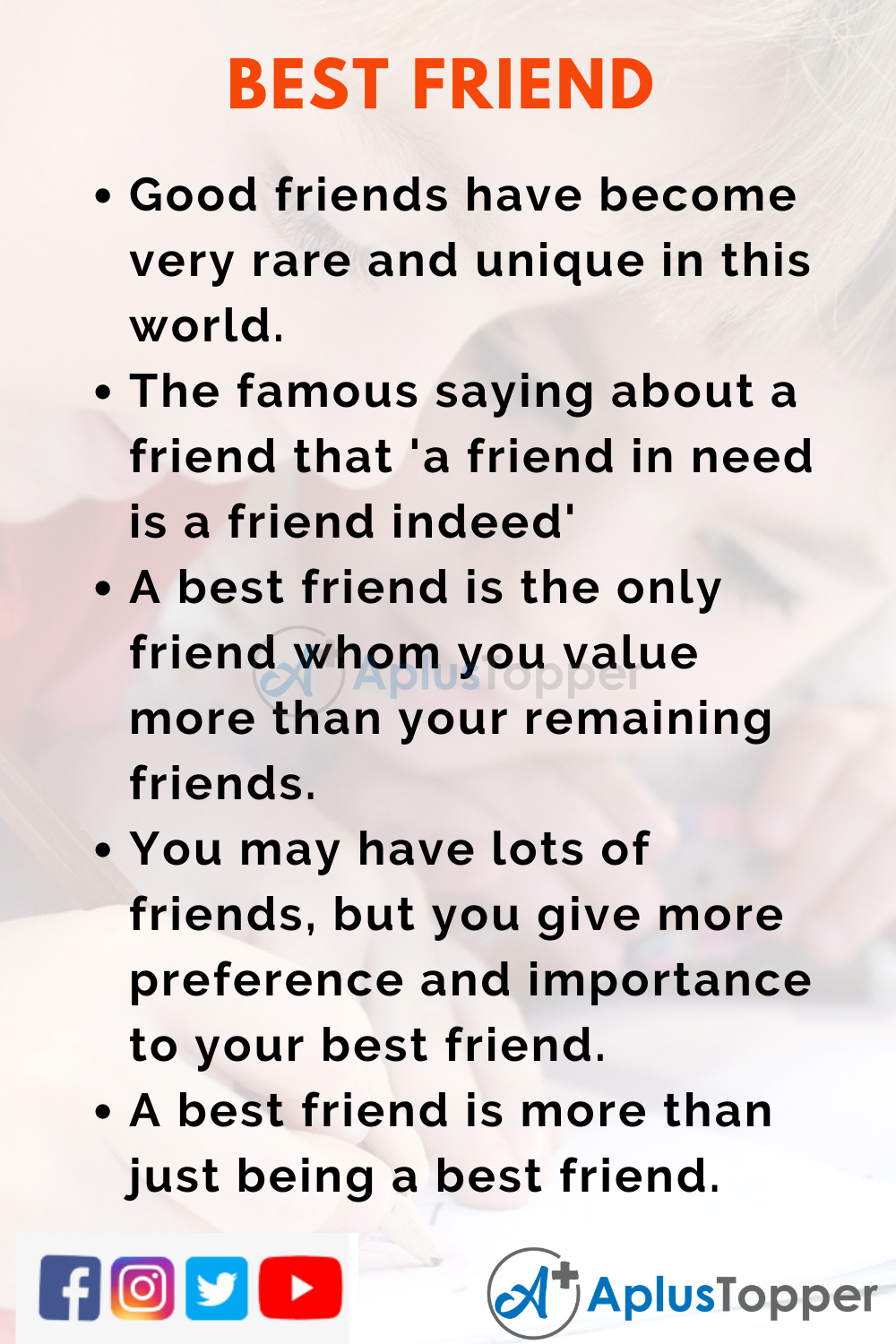 10 Lines on Best Friend for Students and Children in English - A ...
