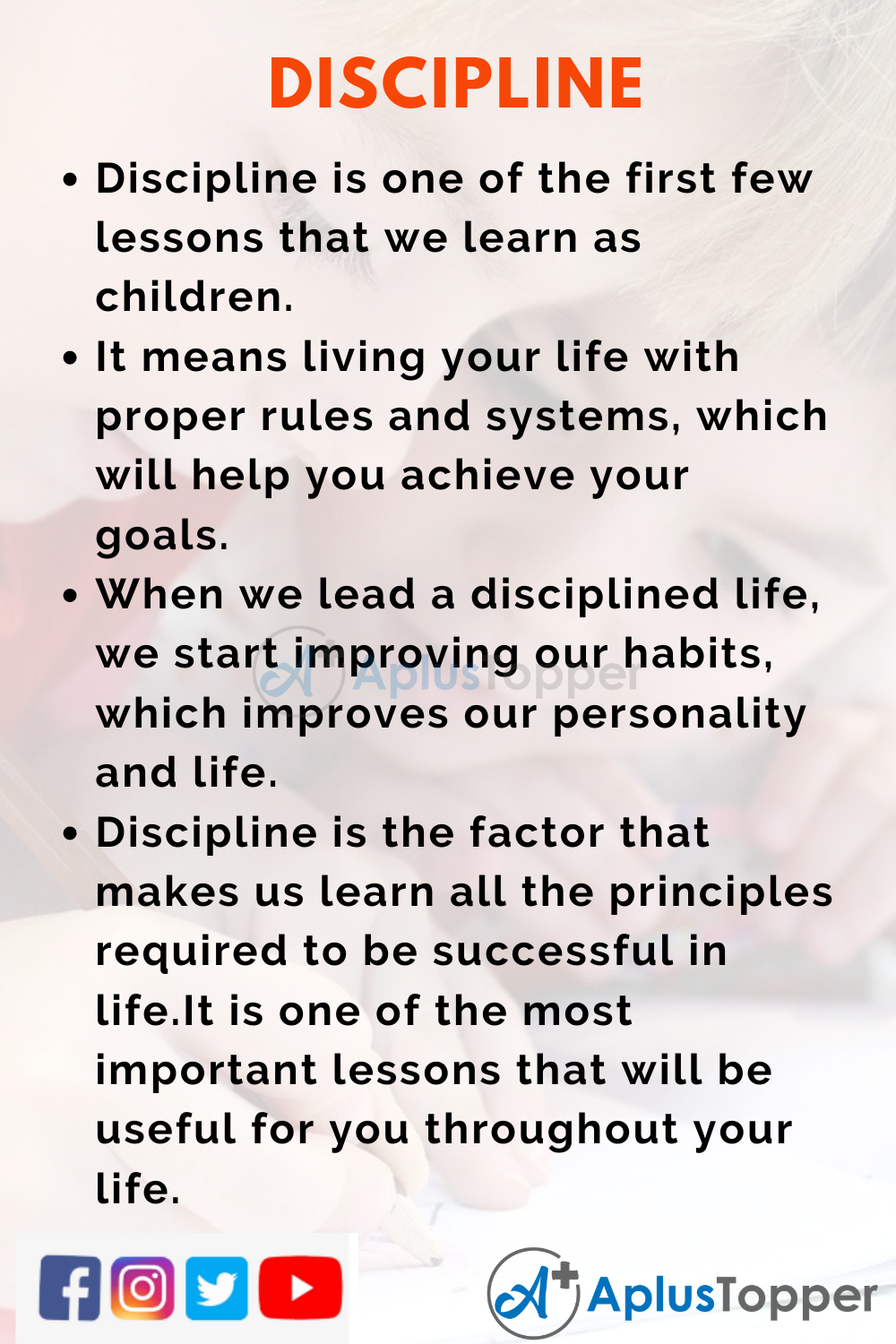 speech writing on importance of discipline in students life