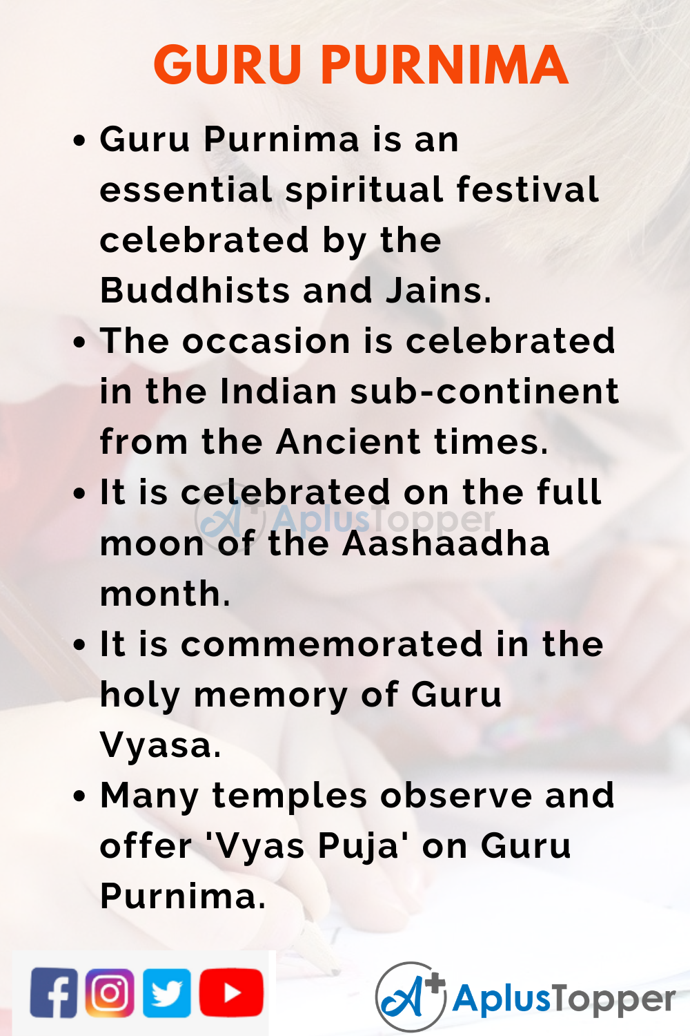 10 Lines on Guru Purnima for Students and Children in English - A ...