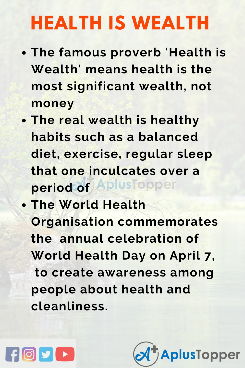 essay in health is wealth