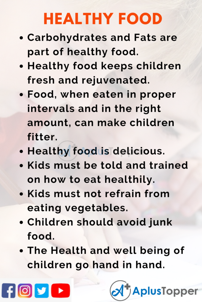 short essay on healthy food for class 1