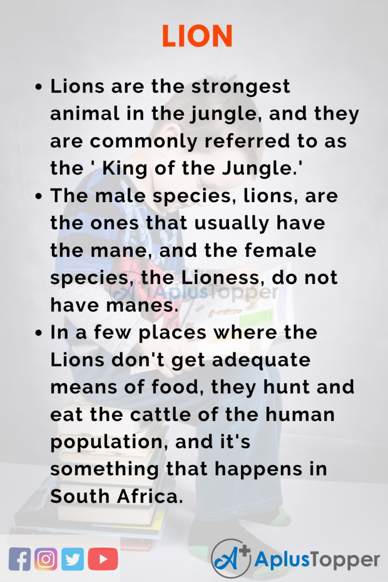 the lion essay 10 lines in english