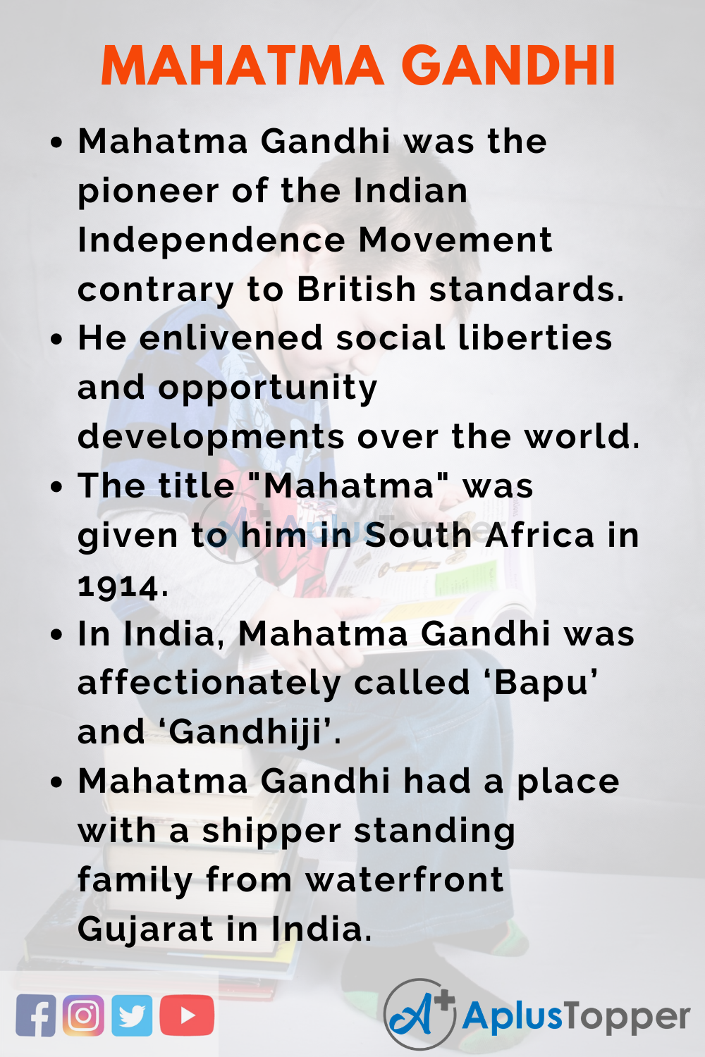 10 Lines on Mahatma Gandhi for School Students