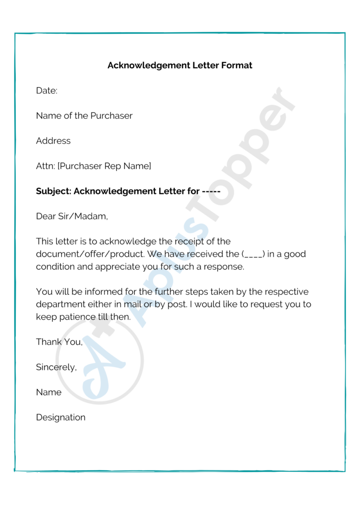 Acknowledgement Letter | Format, Samples, Template, How To Write ...