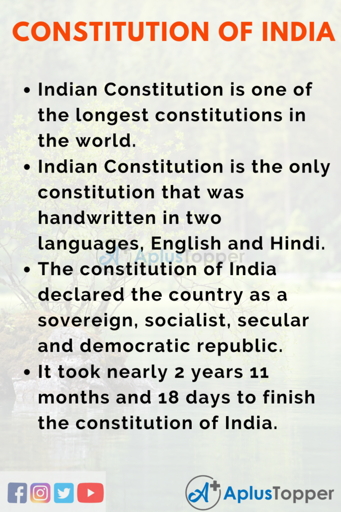 essay on indian constitution for class 4