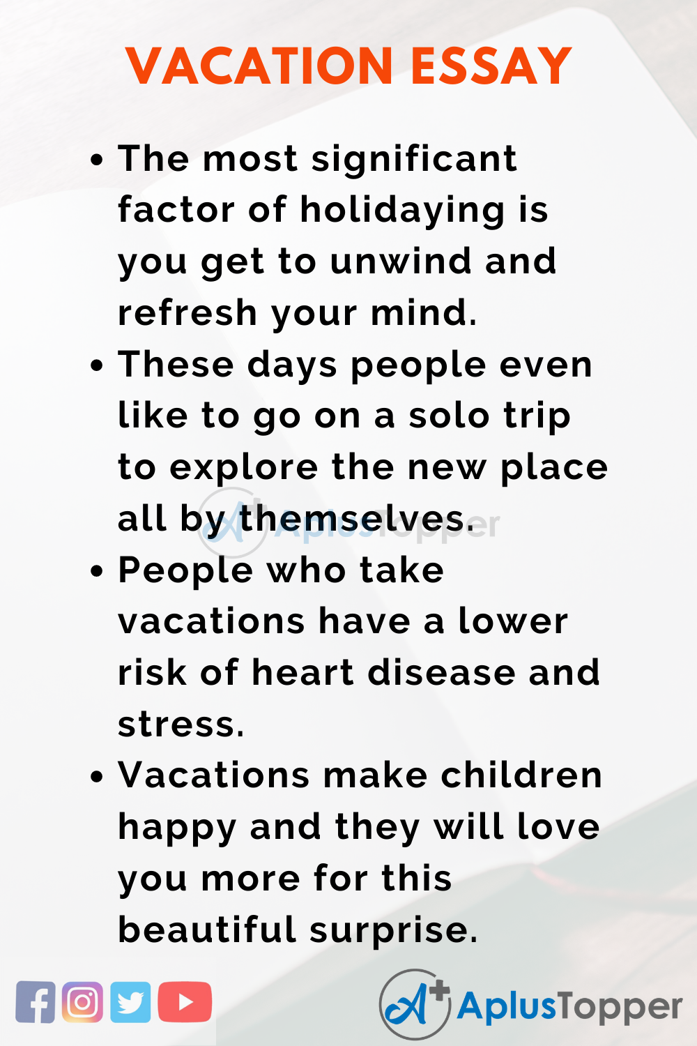example of essay about vacation