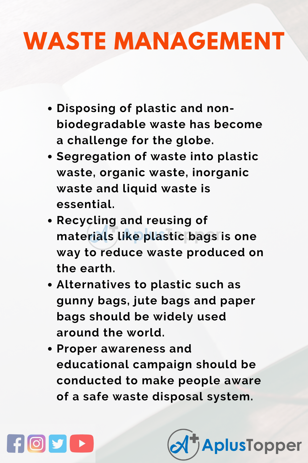 essay on waste management in 200 words