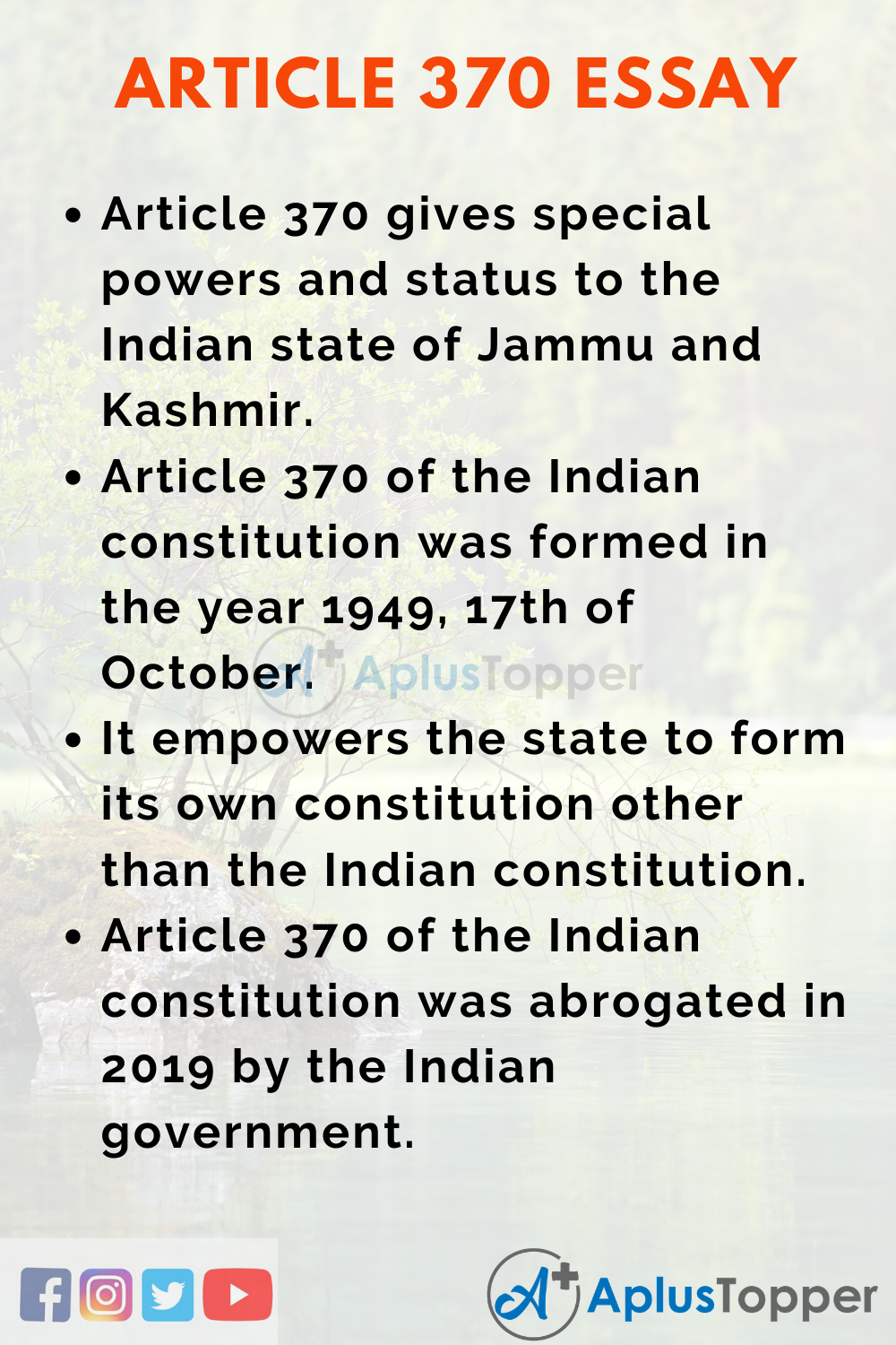 essay writing on article 370