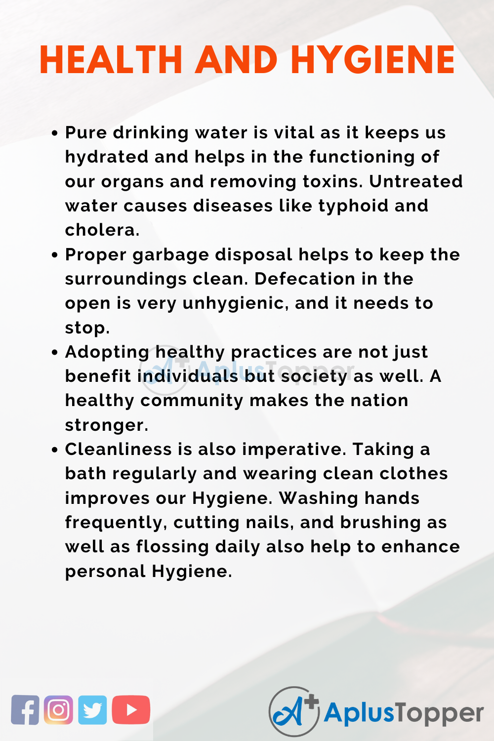 health and hygiene essay in english 200 words