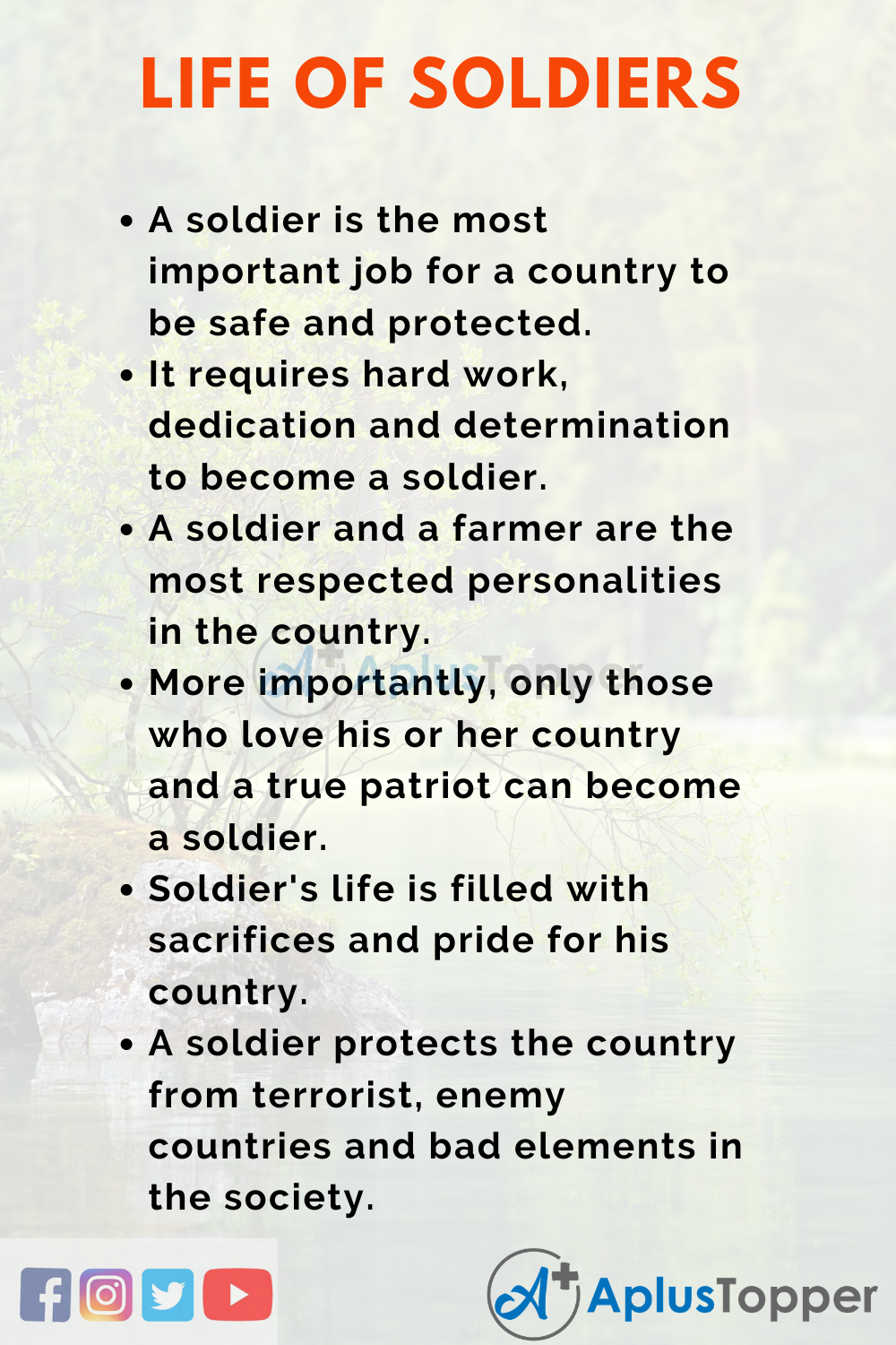 a soldier essay in english std 9