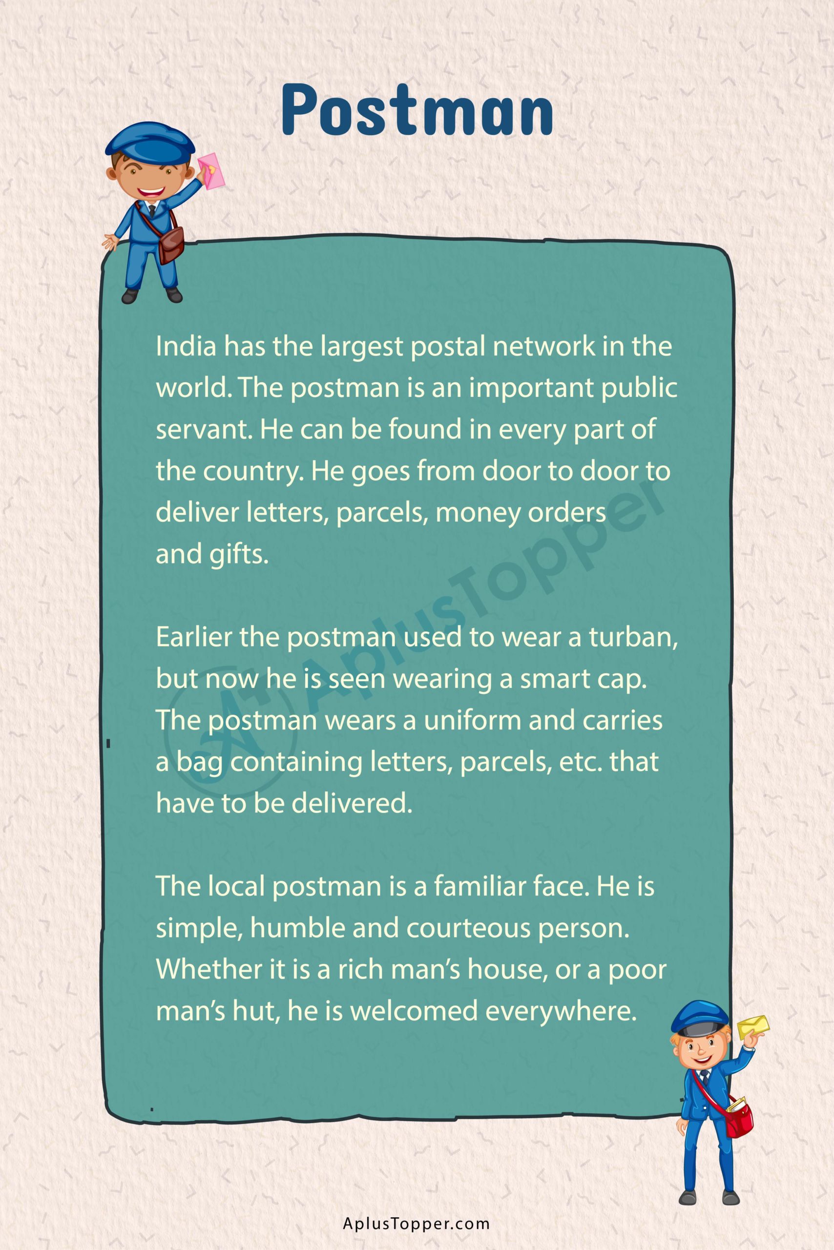 essay on postman for class 10