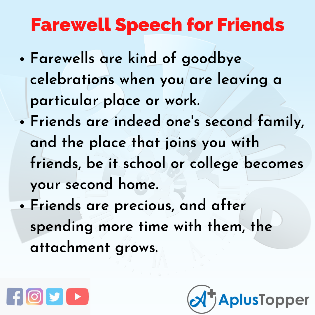 Farewell Speech For Friends Speech On Farewell For Colleagues And Friends In English A Plus Topper