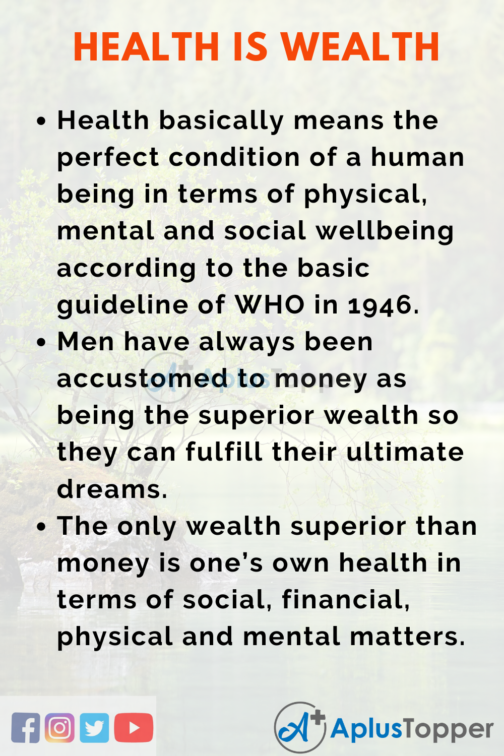essay on health is wealth meaning