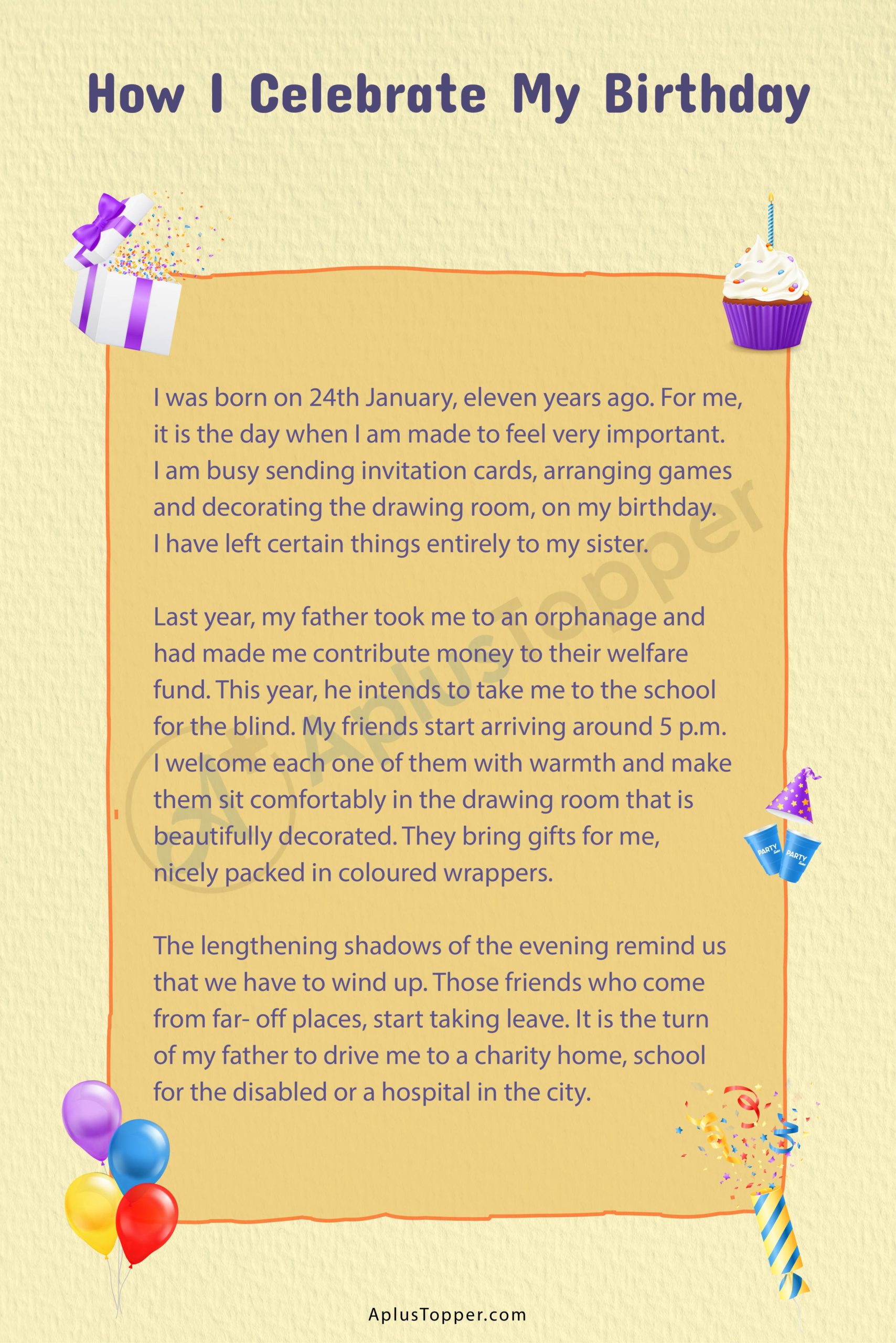 my friend birthday party essay for class 6