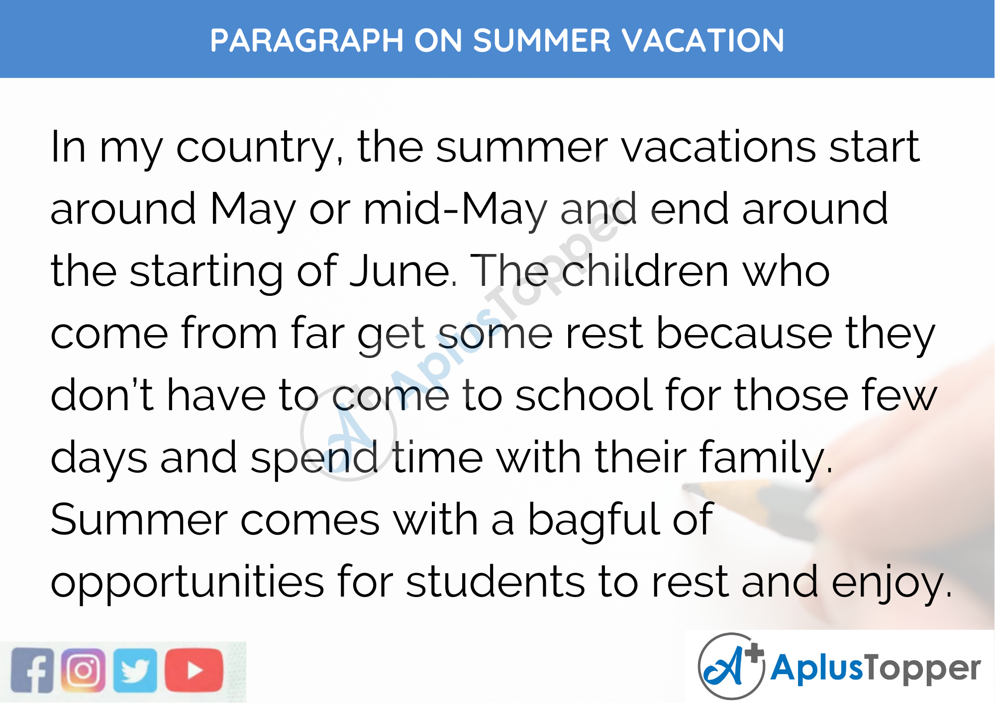 write and essay on summer vacation