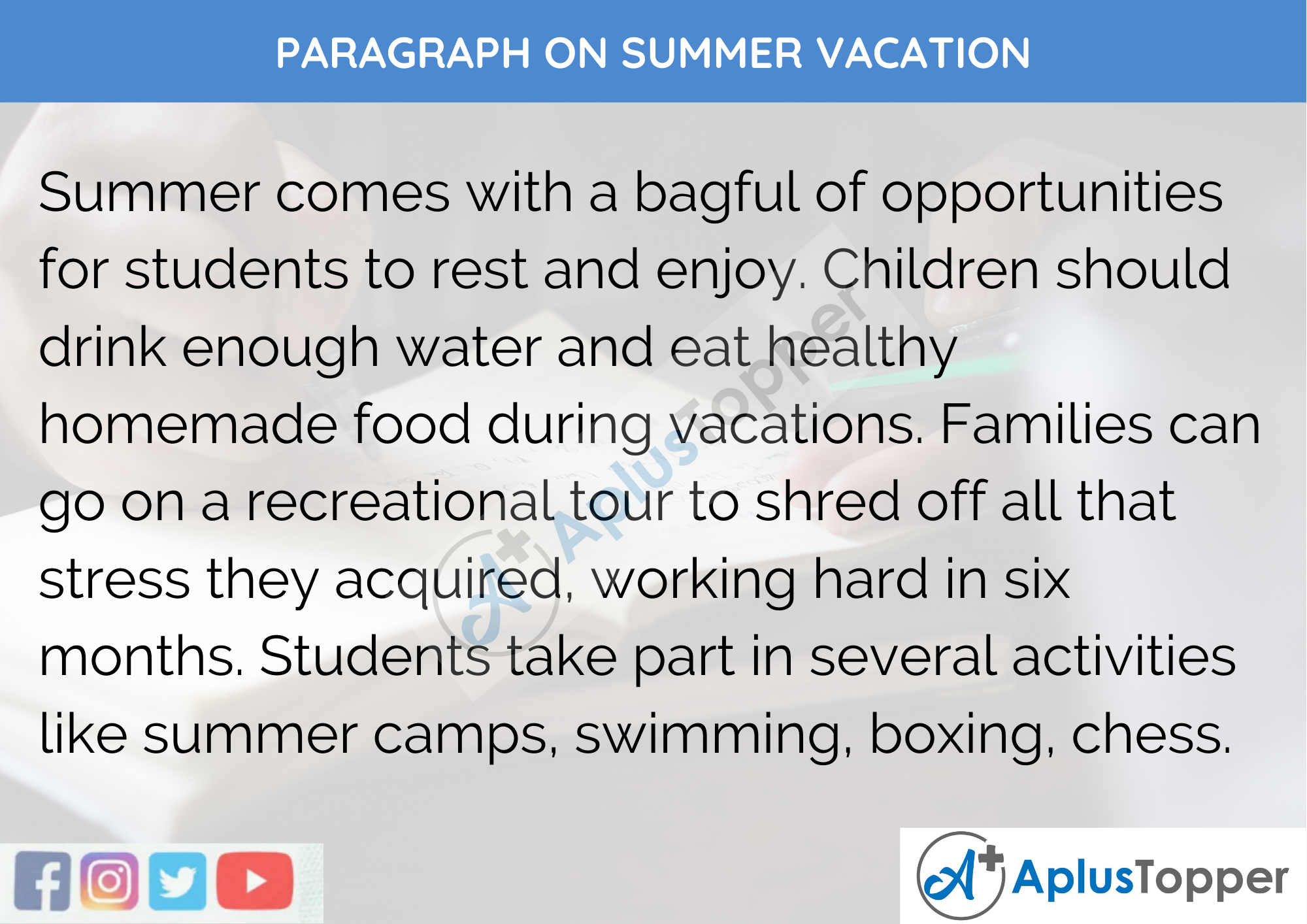 essay about summer vacation 250 words