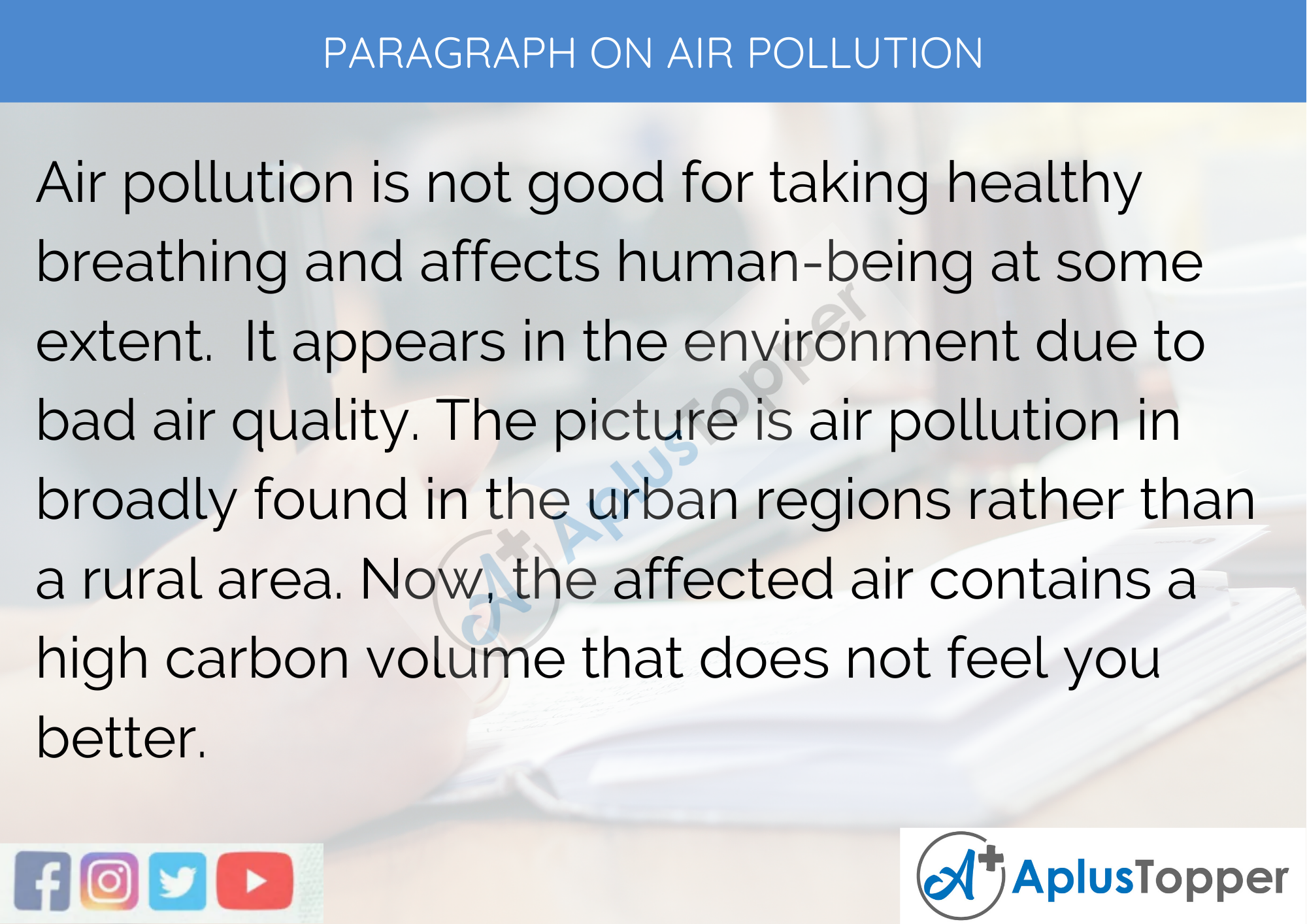 Paragraph on Air Pollution - 100 Words for Classes 1, 2, 3 Kids