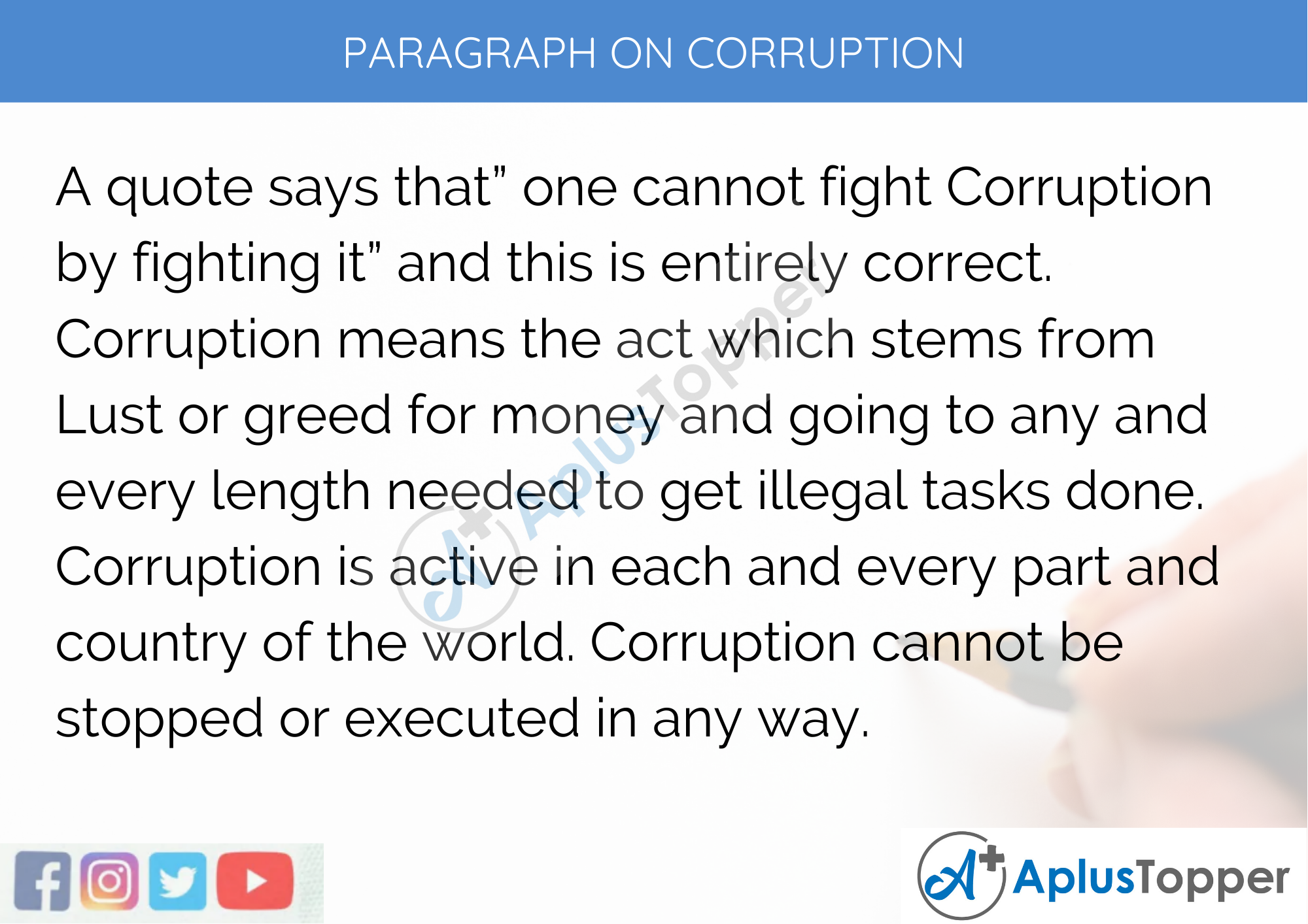essay paragraph on corruption