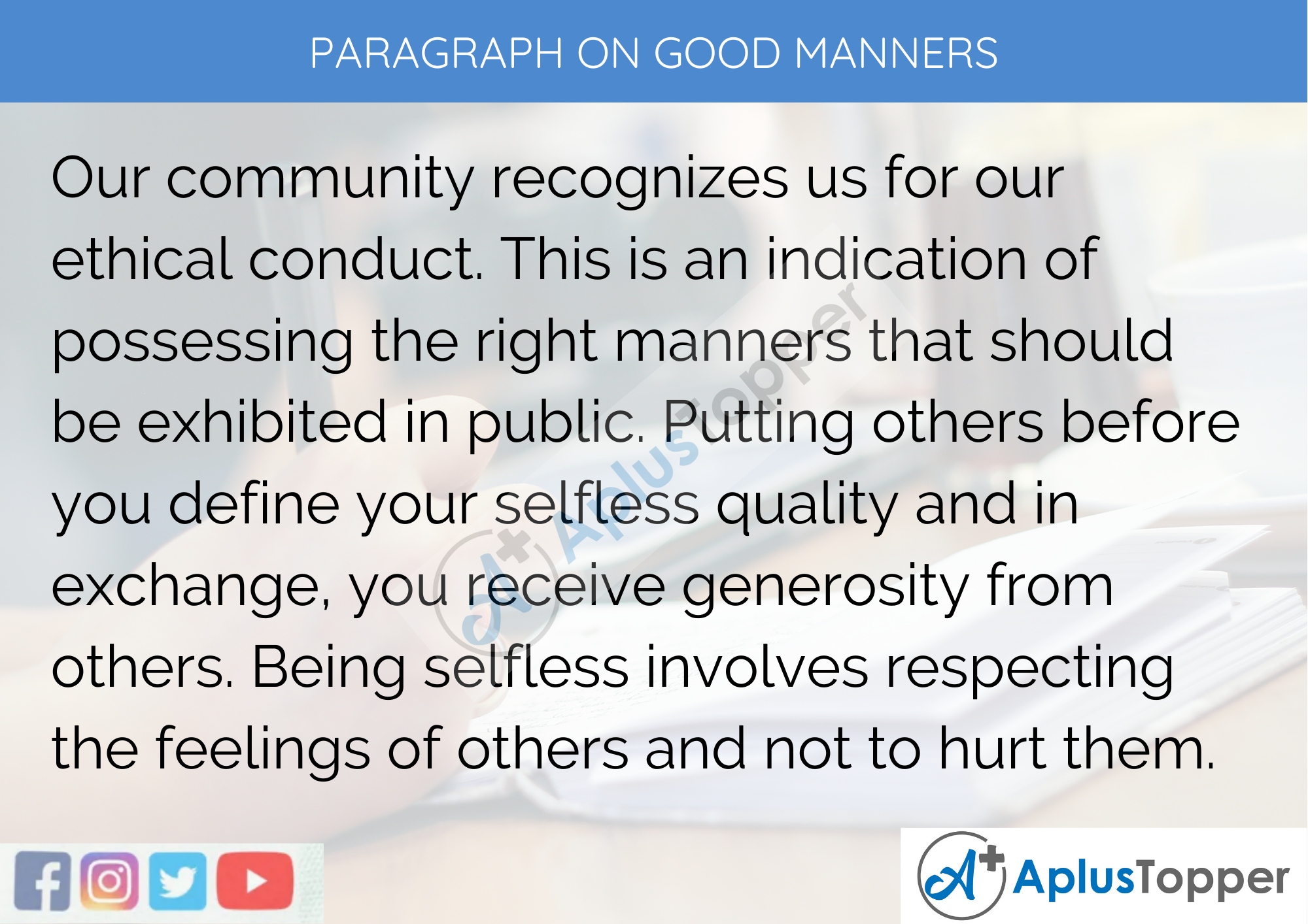 essay on good manners for class 1