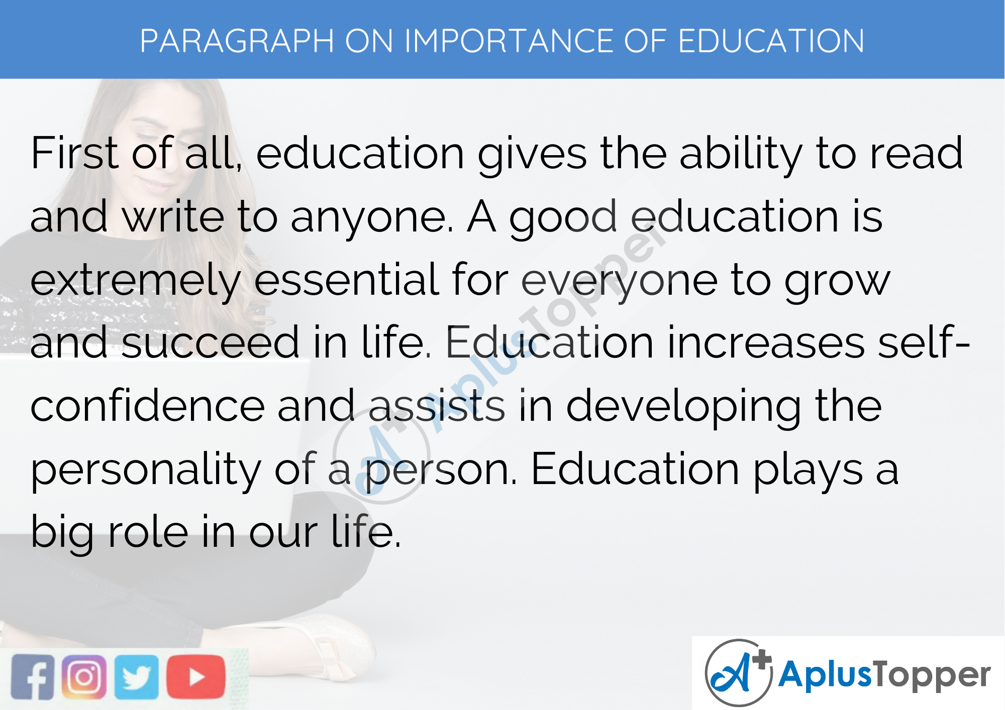 Paragraph On Importance Of Education 50 100 150 0 250 300 Words For Kids Students And Children A Plus Topper