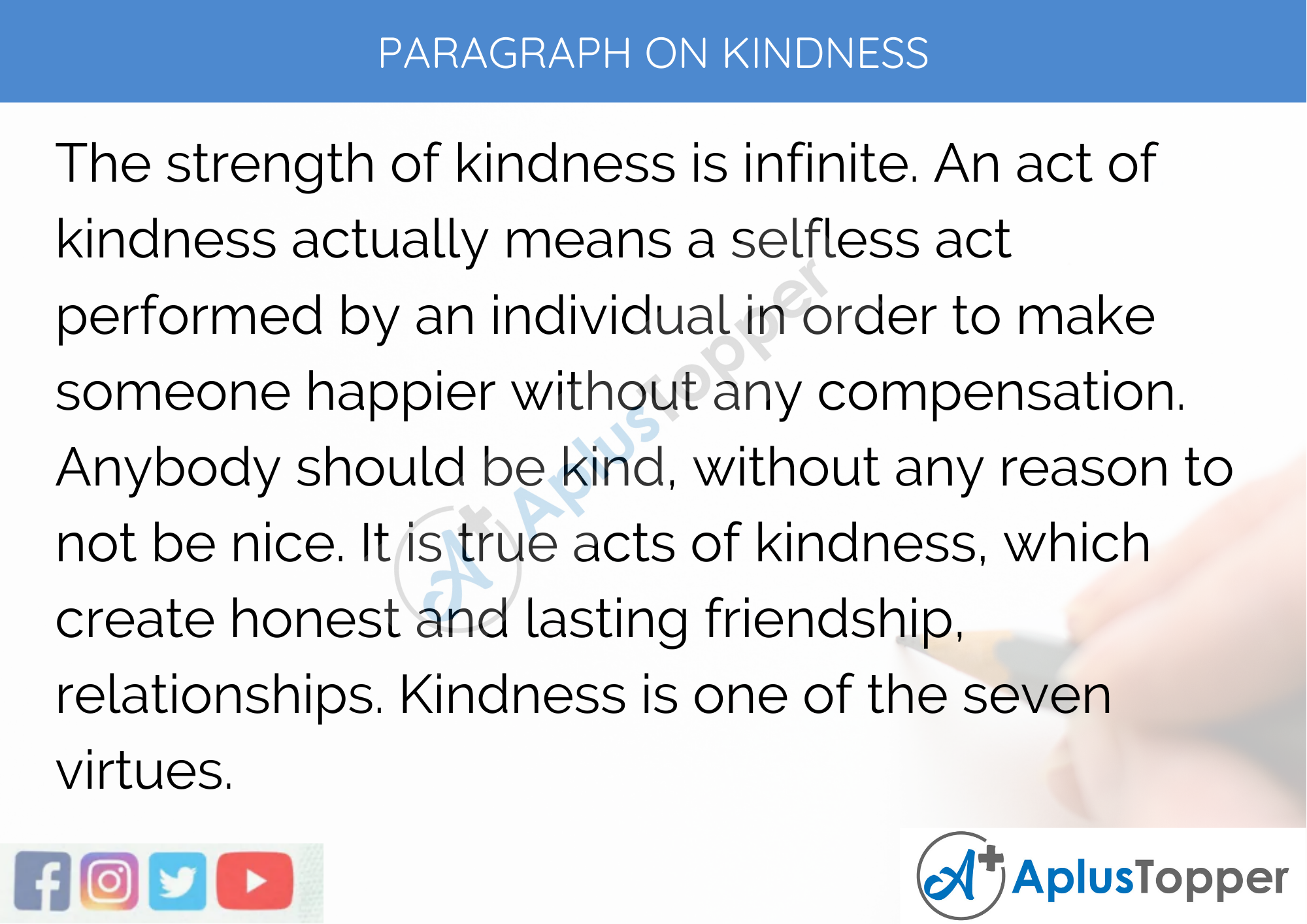 Paragraph On Kindness 100 150 0 To 300 Words For Kids Students And Children A Plus Topper