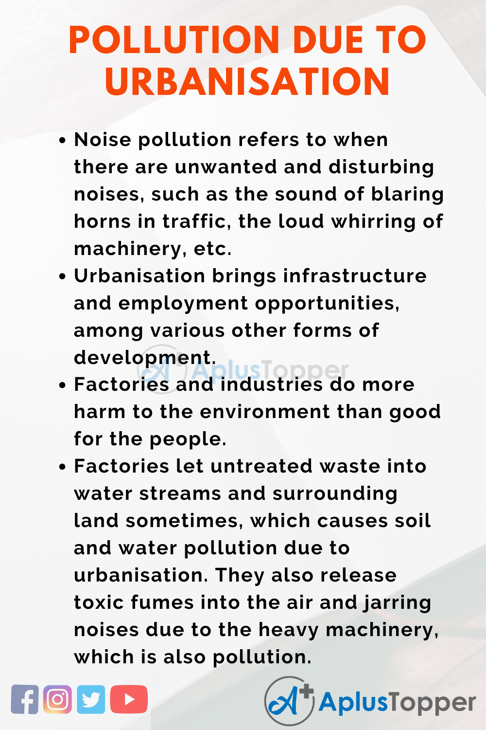 essay on pollution in urban areas