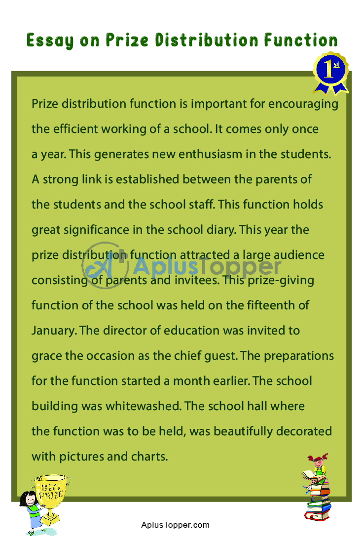 prize distribution function essay 100 words