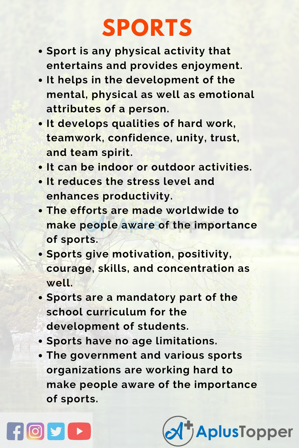 write a speech on benefits of games and sports