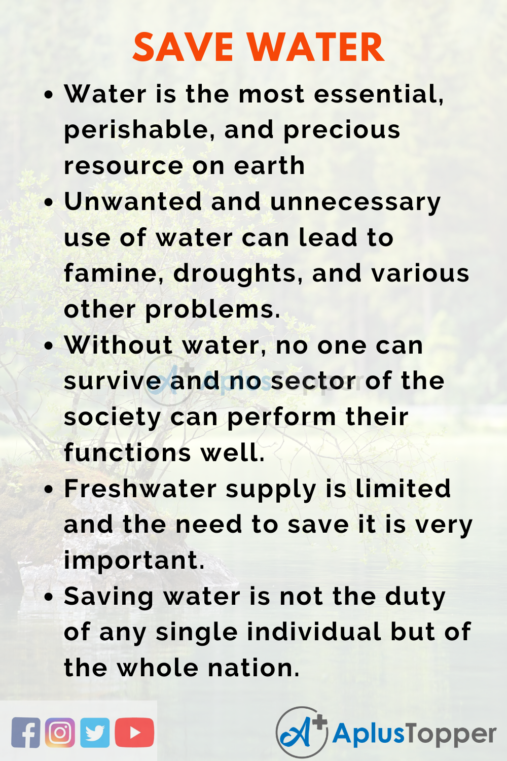 english essay save water save life