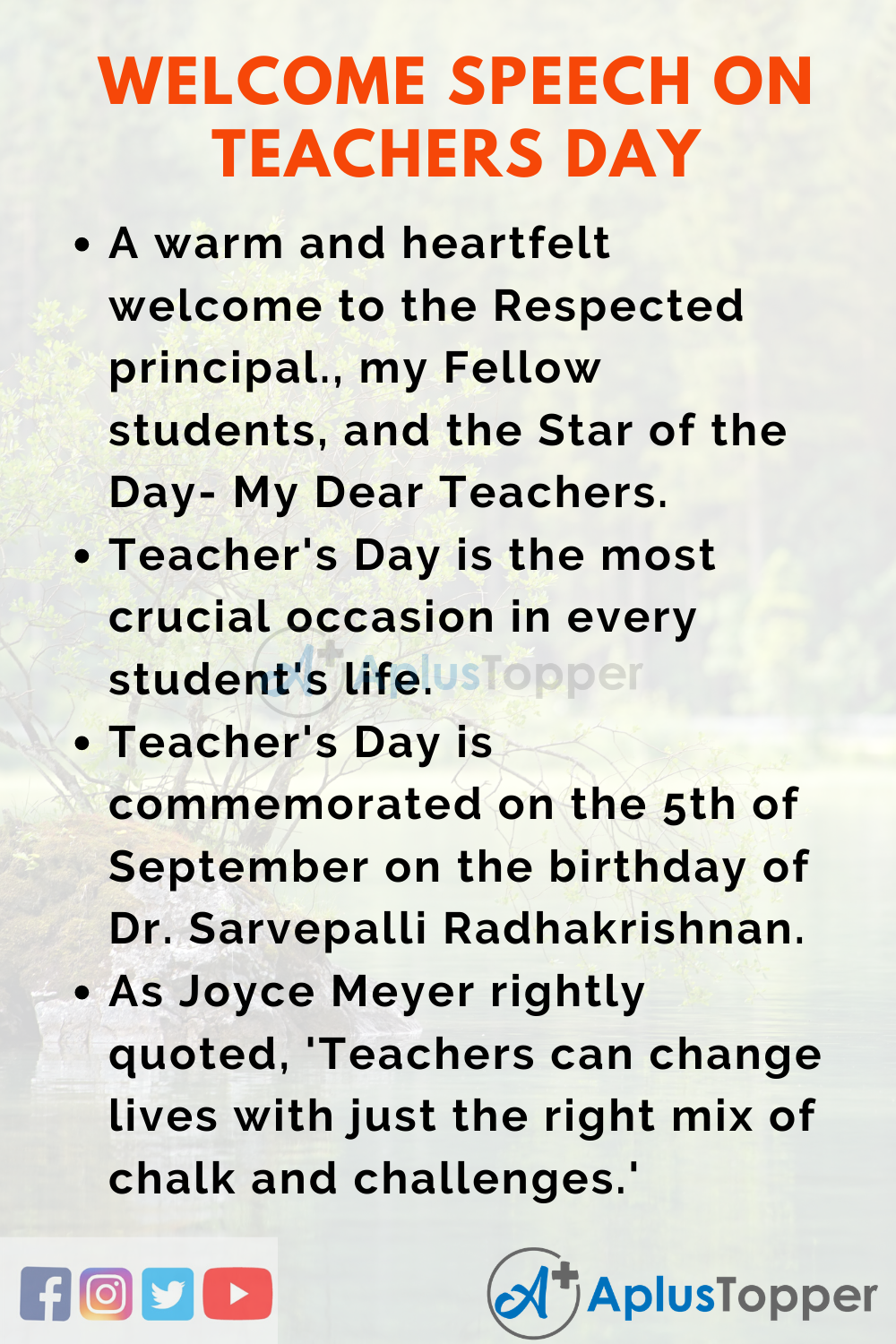 short speech on teachers day celebration